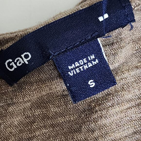 Gap Shimmering Gold Accent Beige Blouse - Picture 3 of 5